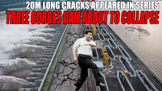 20m long CRACKS appeared in series as the terrible flood water poured into the Three Gorges Dam