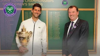 Wimbledon 2019 Champion Novak Djokovic walks through Centre Court