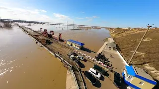 Дамба города Петропавловск. Разлив Ишима, Потоп. Казахстан. Смотреть в 4К разрешении. 19 апреля 2024