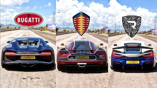 FH5 DRAG RACE! Chiron Vs Agera Rs Vs Nevera