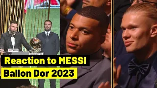 Haaland Mbappe reaction to Messi named Ballon D'or 2023 winner by Beckham