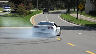 CRAZY EXITS from CARS AND COFFEE Central Florida - BURNOUTS, DRIFTING, LAUNCH CONTROL, and MORE