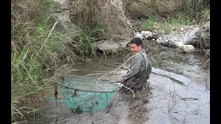 这种小鱼一条能卖10元，阿琪直接扛着大抄网下河捞，这操作太牛了