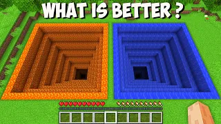 Which DEEPEST LAVA vs WATER PIT is BETTER in Minecraft? I found THE BIGGEST TUNNEL!