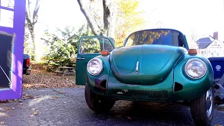 Cleaning mouse poop out of a 1974 Super Beetle