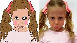 Nastya and Stacy play with edible makeup Funny Drawing Meme