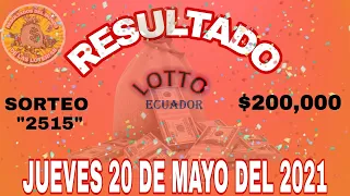 RESULTADOS LOTTO DEL JUEVES 20 DE MAYO 2021 $200,000  "LOTERÍA DE ECUADOR"