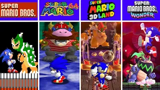 Evolution of Sonic Vs First Bosses in Super Mario Games (1985-2024)