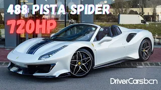 Ferrari 488 Pista Spider (720hp) Bianco Italia with Blue Carbon Fibre - Walkaround & Exhaust sound