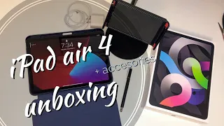 iPad Air 4 Unboxing Space Grey  🌚+ accessories for art and music | ASMR (no music /talking) | 2020 