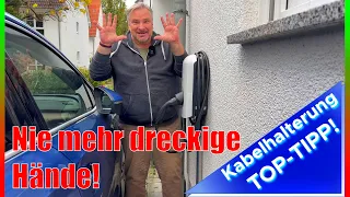 Nie mehr dreckige Hände beim Laden zu Hause | Clevere Kabelhalterung von emobis