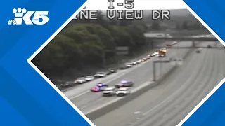 Incident on I-5 in Everett continues to block freeway. Police remain on scene.