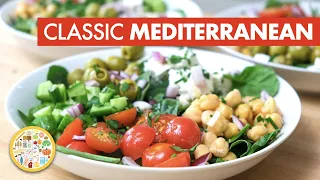 MEDITERRANEAN CHICKPEA SALAD | garbanzo beans + the healthy benefits of spinach