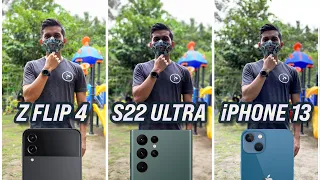 Z Flip 4 vs S22 Ultra vs iPhone 13 - Blind Camera Comparison Test