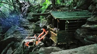 Full video: Survival in the rainforest. Build shelter in any terrain. 300 Days Solo Bushcraft.