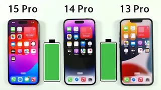 iPhone 15 Pro vs 14 Pro vs 13 Pro Battery Test | iOS 17 BATTERY TEST