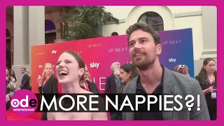 “Less drinking, more nappies!” say Theo James & Rose Leslie