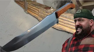 Faca caseira de mola de caminhão, usando apenas uma lixadeira !!!  Homemade truck spring knife!!!