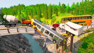 Collapsing Bridge Pileup Crashes | BeamNG.drive