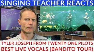 Singing teacher reacts to Tyler Joseph from Twenty One Pilots best live vocals (Bandito Tour)