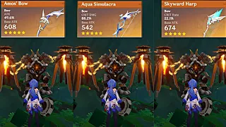 Melt Ganyu Weapon Comparison | Amos Bow VS Aqua VS Harp | #genshin #genshinimpact