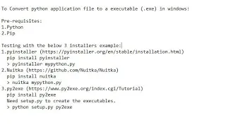 Convert any python file to .exe using pyinstaller , nuitka ,py2exe installers