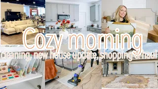 🍂 COZY MORNING CLEANING, NEW HOUSE UPDATE & SHOPPING HAUL | cleaning motivation