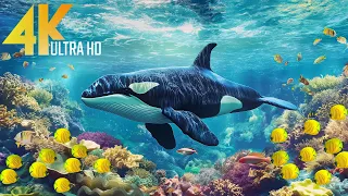 The Ocean 4K VIDEO - Sea Animals With Piano Music for Sleep - Coral Reef Fish With Relaxing Music