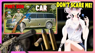 Vtuber watches a Big guy rekt a car Punt Gun VS Car | Kentucky ballistics react