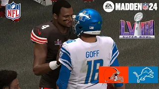 Madden 24 Super Bowl 58 Cleveland Browns vs Detroit Lions Simulation 2023 PS5 4K Game Play