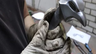 forging a damascus Seax knife part 3,  sculpting the grip.