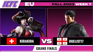 KiraKira (Eliza) vs. Duelist17 (Kazuya) | ICFC EU Tekken 7 Tournament Fall 2023 Week 7 - Grand Final