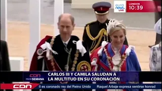 Rey Carlos III y Camila saludan a la multitud en su coronación