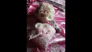 طريقة صنع ازهار القماش .fabric flowers for decorating  a bridal bouquet... b.