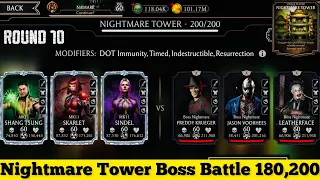 Nightmare Tower Bosses Battle 200 & 180 Fight + Reward | MK Mobile