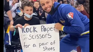 Warrios star Stephen Curry plays rock-paper-scissors with adorable fan for his shoes