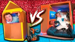 WORLDS Smallest Box Fort 24 Hour Challenge BUILD CONTEST! Fortnite, Beyblades, Xbox One & More!