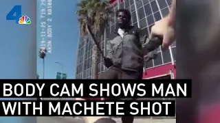 New Video Shows Man With Machete Before Being Shot | NBCLA