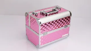 NFI essentials Cosmetic Storage Case Makeup Bag Vanity Kit Travel Organiser Big Box Aluminum
