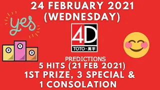 Foddy Nujum Prediction for Sports Toto 4D - 24 February 2021 (Wednesday)