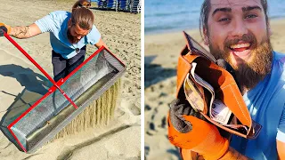 Treasure Hunting on the Beach with a Sand-Sifting Gadget! 🏖️💎 The Surprises We Found!