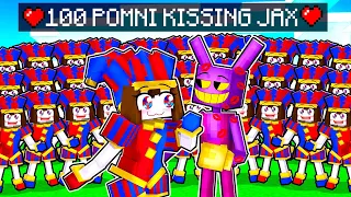 100 POMNI'S TRY TO KISS JAX IN MINECRAFT!?