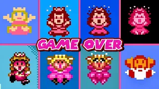 Evolution of Princess Peach GAME OVER screens [Hacks Edition]