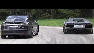 "700 HP" Tesla Model S P85S vs Lamborghini Aventador LP700-4
