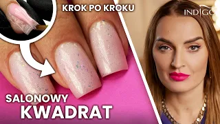 Krótki salonowy kwadrat - jak zrobić idealnie? Przedłużanie paznokci żelem na formie | Indigo Nails