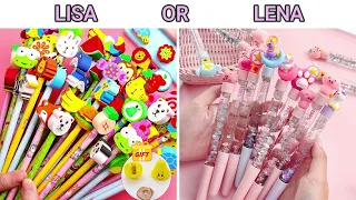 LISA OR LENA 💕 YOUR CHOICE 💗 BACK TO SCHOOL 👩‍🏫 STATIONERY ORGANIZATION 📚 SCHOOL SUPPLIES 📌 THIS OR