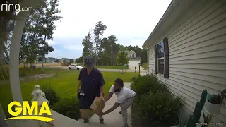 Porch pirate steals package right from delivery person’s hands l GMA