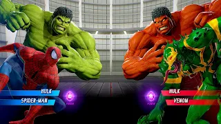 Hulk & Spider-Man Vs Red Hulk & Venom [Very Hard AI] | Marvel vs Capcom: Infinite