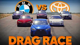 Toyota Battles BMW: 1400-hp 2JZ Supra vs S58 BMW M4 vs Lexus V8 — Cammisa's Drag Race Replay