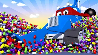 Videa s náklaďáky pro děti - Bagr a buldozer v jednom - Supernáklaďák ve Městě Aut